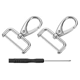 uxcell ナスカン 内径32mm ネジ式 Dリング 角型 キーホルダー キーリング レバー 回転 ナスカンフック 取り外し 手芸用カン ドライバー付き 2個 シルバー