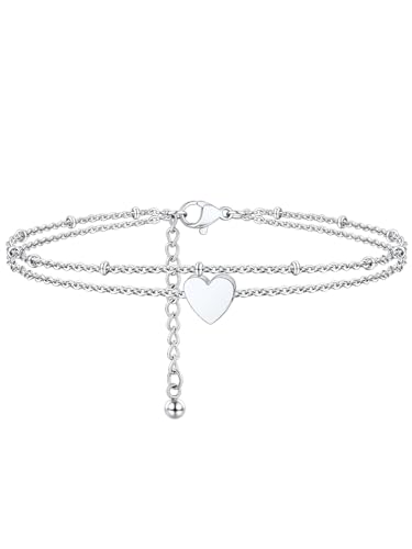 Image of FaithHeart Waterproof Ankle Bracelets for Women, 1 /2 /3Pcs Non Tarnish Stainless Steel Layered Anklet Set Paperclip Figaro Cuban Link Chain Dainty Summer Beach Jewelry Gift Adjustable Size