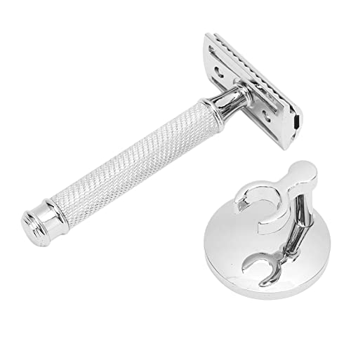 Barbeador de barbear, de liga de zinco, confortável, durável, clássico, borda dupla com base para ho