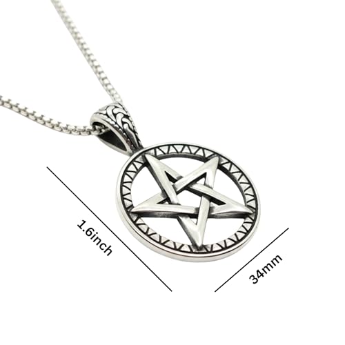 Image of THE MEN THING ARCANE STAR - 34mm Titanium Steel Pendant with 24inch Round Box 4mm Chain for Men & Boys