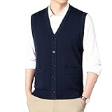 Rivccku Cardigan pour Homme Gilet Cachemire 100% Pulls avec col en V et Boutons avec Poches