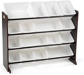 Tot Tutors Extra-Large, Supersized Toy Storage Organizer White Bins, Espresso Collection