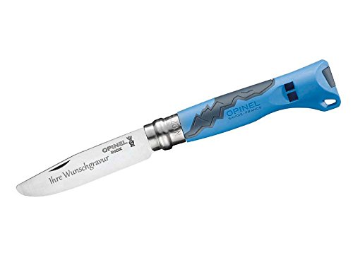 OPINEL Kindermesser Outdoor Junior blau mit persönlicher Gravur auf der Klinge