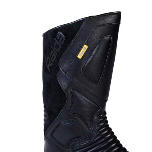 Image of Raida Explorer Motorcycle Boots | Ankle, Shin, & Heel Protection | Memory Foam Insole | Leather (Black, 9)