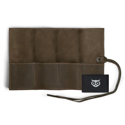 Image of Hide & Drink, Leather Watch Roll Organizer Handmade from Full Grain Leather, Holds Up to 4 Watches, Easy Carry On Watchlover Storage (Dark Jade)
