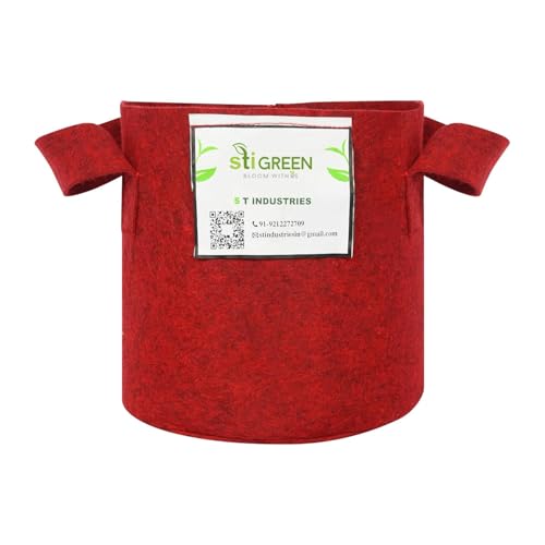 Image of Geo Fabric Grow Bags for Plants 8X8 Inch (Pack of 1) | 400 GSM Heavy Duty UV-Protected Round Maroon Colour Plant Bags for Terrace and Vegetable Gardening | Strong & Reusable|