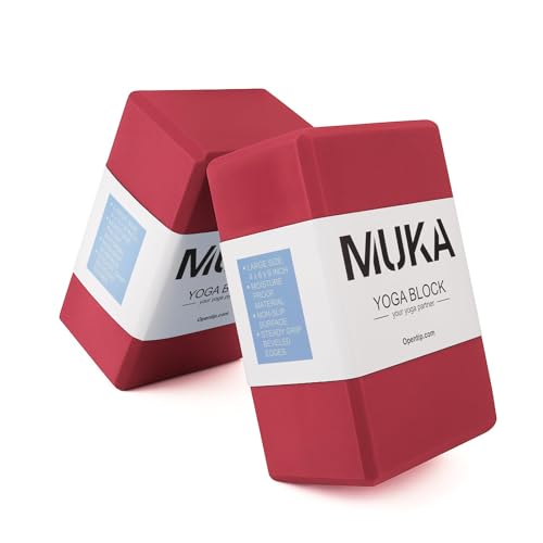 Muka Yoga Blocks 4x6x9 Inch Soft Non-Slip Surface EVA Foam Yoga Brick for Meditation - Red