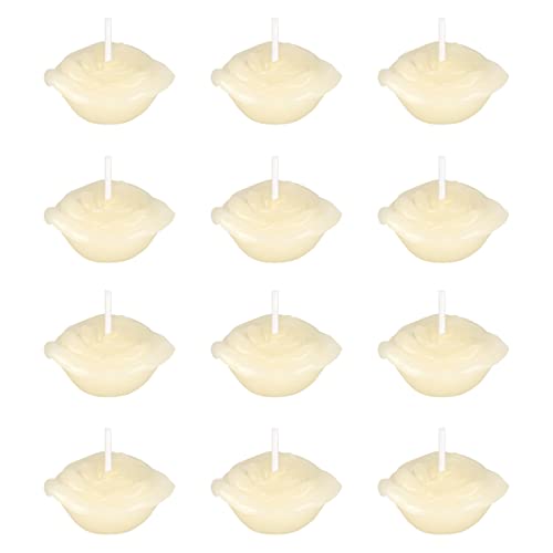 Mega Candles 12 pcs Unscented Rose Petals Flower Ivory Floating Candles, Hand Poured Wax Candle 1.5 Inch Diameter, Home Décor, Wedding Centerpieces, Baby Showers, Birthdays, Meditations, Spas