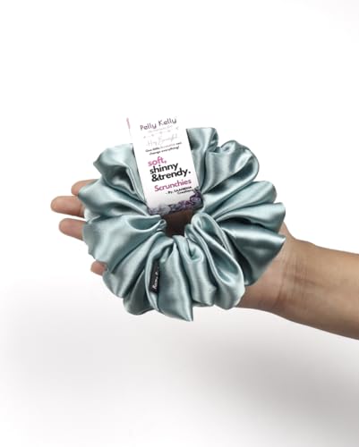Image of Satin Scrunchies Hair Bands for Women | No-Damage Elastic Hair Ties for Ponytails & Buns | Fluffy & Stylish Rubber Bands | Extra Large Size | Pack of 5