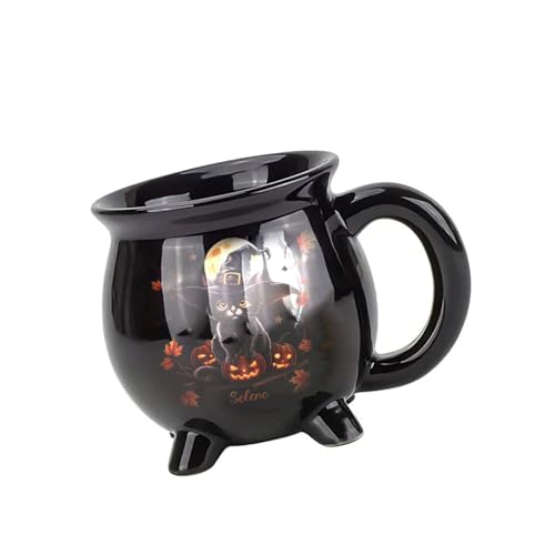 LfrXtra Halloween-Hexenkessel, Tasse, Harze, kreative Kaffeetasse für heiße Getränke, Behälter, kreative Küche, Trinkgeschirr, Geschenk, Hexen-Thema, Halloween-Küchentasse