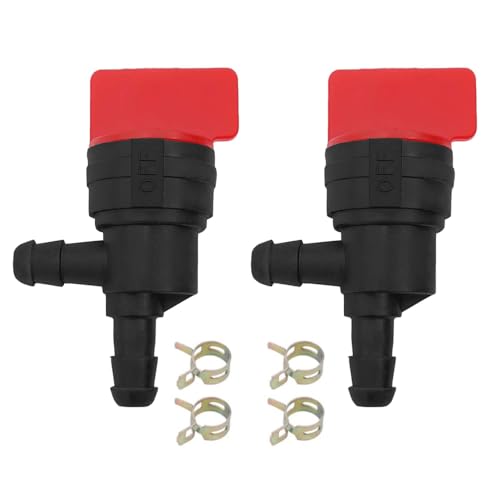 TopHomer Lot de 2 valves d'arrêt de carburant universelles à 90 °, robinet de carburant en ligne avec pinces, interrupteur Petcock en plastique, accessoire de tondeuse à gazon