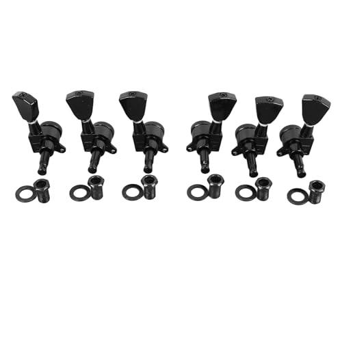 Zerodis ロッキングチューニングペグ 右3左3 高硬度金属製弦交換簡単ロック式ヘッドギター用 初心者やプロの練習、ステージ演奏、楽器小型修理店 (GC402A ブラック)