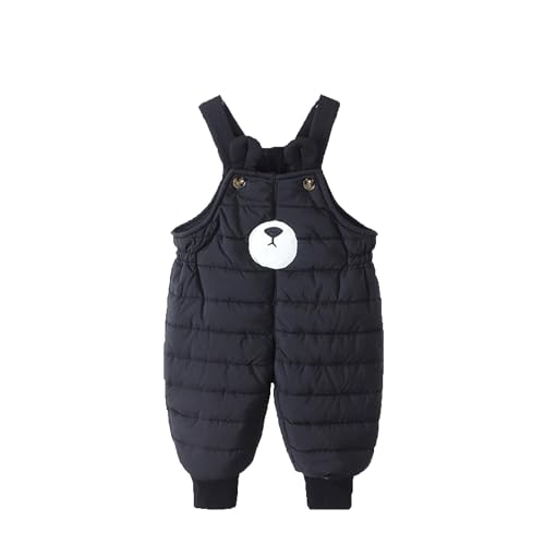 Pantalones de nieve para niños, niños pequeños, niñas, esquí de nieve, mono, sin mangas, con cremallera, mono de invierno, pantalones cálidos de plumón, Negro , 12-24 meses