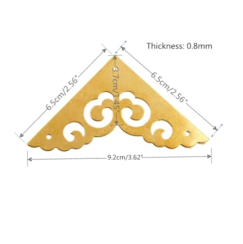 dophee 8Pcs 2.5" Brass Flat Corners Bracket, Retro Table Corner Cover Protectors for Box Cabinet Desk Book Frame Scrapbook Album Bookshelf Decoration Furniture Hardware with Mounting Nails, Brass