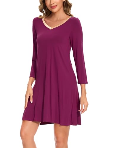Image of GYS Womens Bamboo Viscose Nightgown Super Soft Lightweight Night Shirts for Sleeping