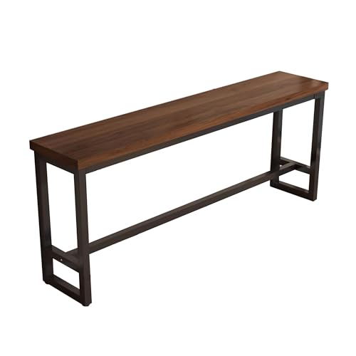 Mesa de cocina rectangular alta estilo barra de bar de madera y metal industrial 2