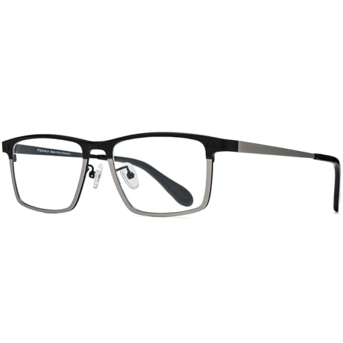 Image of FONEX Pure Titanium Glasses Frame Men Square Magnet Clip On Eyeglasses with Polarized Lens