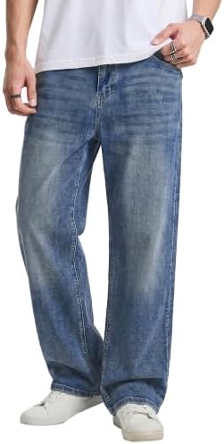 JMIERR Jeans Herren Baggy Baumwolle Vintage Stretch | Bequeme Baumwolle,Weites Bein,Freizeithosen,5-Pocket-Design,Loose Fit,Y2K,Hip Hop,Streetwear,Alltag und Casual
