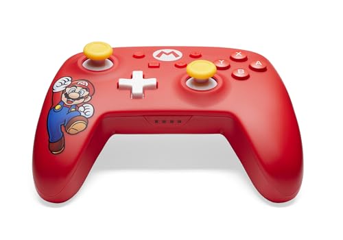 Image of PowerA Wireless Controller for Nintendo Switch - Mario Joy, Switch Lite /Switch-OLED Model, Nintendo Switch 2, AA Battery Powered (Battery Included), Bluetooth, Motion Controls, Officially Licensed