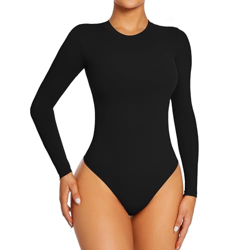 Yaavii Body Damen Langarm Shaping Bodysuit mit Rundhals für Frauen...