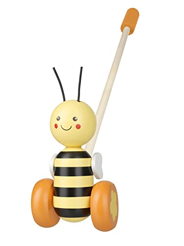 Orange Tree Toys Bee Push Along Wooden Multicolour Animals Theme for Toddlers 18 Months and Up