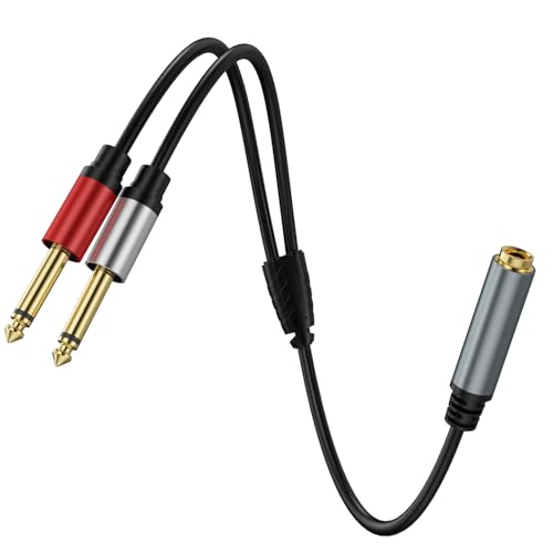 6.35mm Stereo Female Plugs to 2X 6.35mm Male Music Speakers Adapter,6.35mm Speakers Splitters Cable