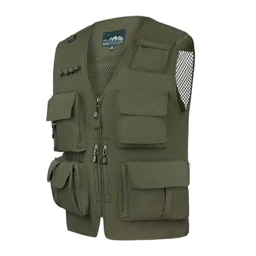 Aotorr Mens Outdoor Safari Cargo Photo Travel Work Fishing Vests For Men Multi-Pockets Armygreen Xl thumb #1