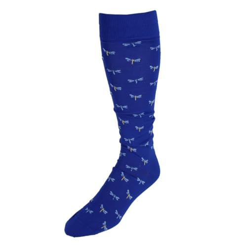 Trafalgar Men's Renewal Dragonfly Novelty Over The Calf Pima Cotton Dress Sock (1 Pair)