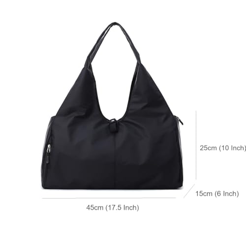 Image of BANQLYN Women Nylon Dry Wet Depart Sport Multifunction Fitness Training Yoga Duffle with Shoe Compartment Fitness Duffles Bag (Black)