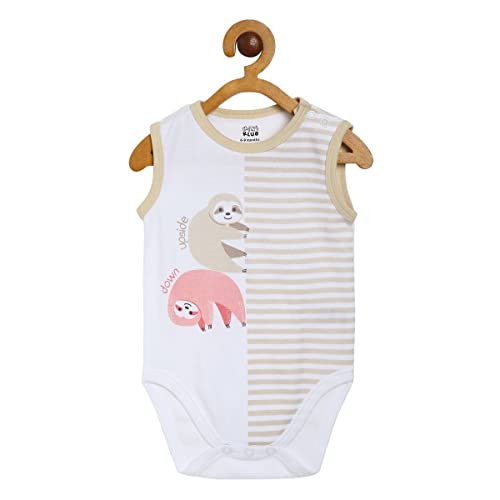 Image of miniklub Baby Sleeveless Round Neck Knitted Blended Cotton Top And Bottom, Pack of 2 (Multi Color)