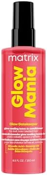 Matrix Glow Mania Leave In Conditioner - Glow Gatekeeper, Enhances Shine and Preserves Color Vibrancy with Heat Protection, Glycolic Acid & Rosehip Oil, For Dull & Color-Treated Hair, 8.5 Fl Oz