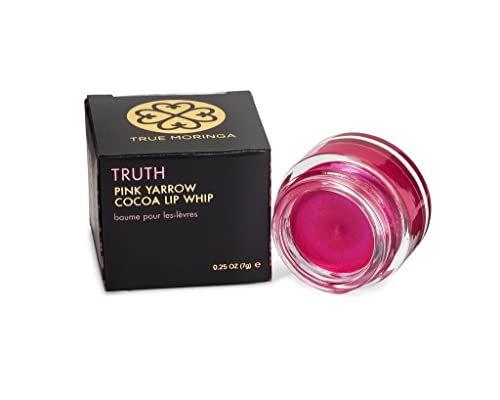 True Moringa Tinted Lip Balm - Truth Pink Yarrow Cocoa Lip Whip - Luxury Organic Lip Gloss Tinted Moisturizer - Natural Vegan Lip Tint Shimmer - 0.25 Ounce