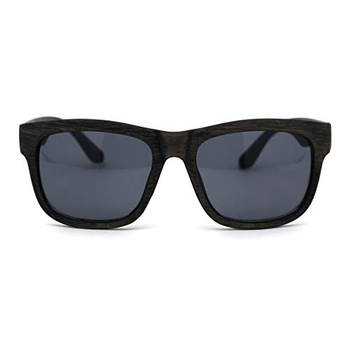 Image of Kush Mens Brushed Wood Grain Sport Horn Rim Black Lens Sunglasses