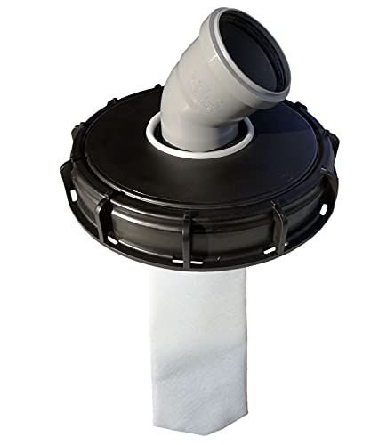 FN-Technik IBC lid filter, rain water filter lid, DN 225 HT DN 75 felt, HT DN 75: bend DN 75 45°