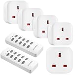 SURAIELEC Remote Control Plug Socket UK, 100Ft Wireless Light Switch, 13A/3120W Heavy Duty Remote Control Plug, Energy Saving Sockets for Home and Mobility Needs, 5-Socket with 2 Remotes