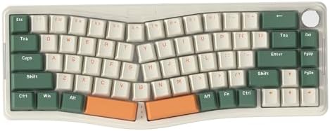 AJAZZ AKS068PRO Clavier de Jeu sans Fil 65% avec câble enroulé,68 Touches Alice-Layout BT5.0/2,4 G/Clavier mécanique Filaire,RVB échangeable à Chaud,programmable Via Bouton CNC,Support de Joint-Vert
