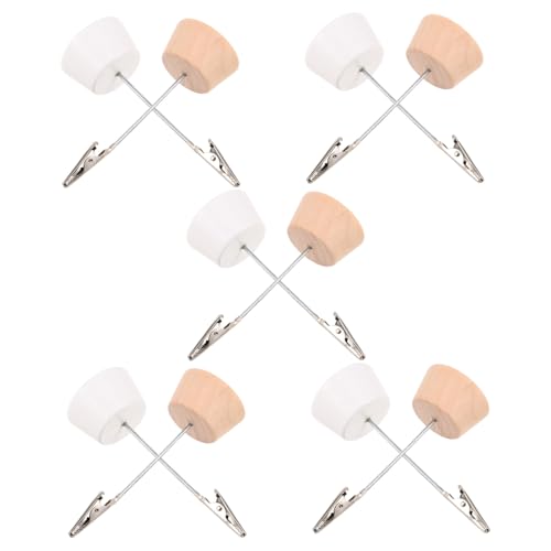 SEWACC 10pcs Wooden Base Memo Clip Holders for Table Numbers Photos Notes Minimalist Design Natural Aesthetic Strong Grip for Weddings Office Organization