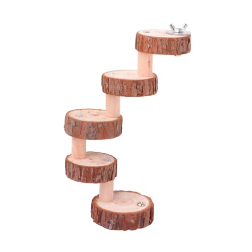 BCOATH Parrot Hamster Accessory Wooden Bird Ladder Cage Climbing Toy (5 Stairs)