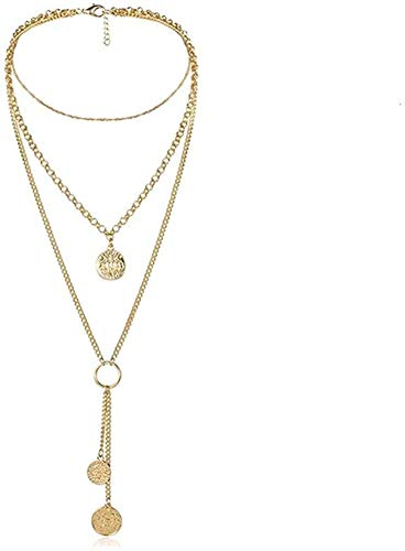 Preisvergleich Produktbild Halskette Geschnitzte Münze Quaste Anhänger Mehrschichtige Lange Kette Halskette Für Frauen Vintage Choker Schmuck Halsband Halskette