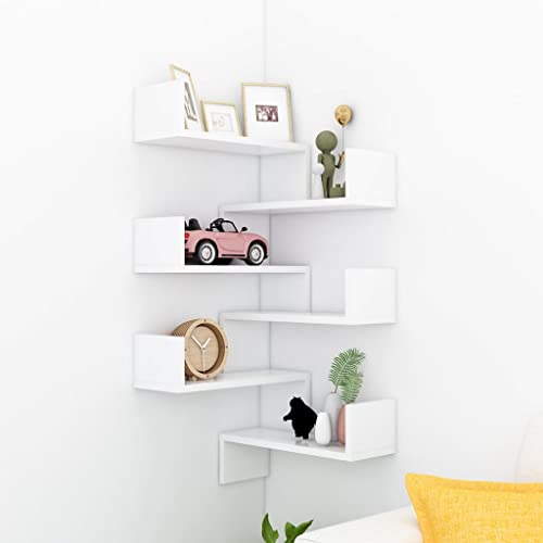 Coavain Estantes de Esquina Pared 2 uds Madera Contrachapada 40x40x50 cm Estantes Madera Corner Shelf Muebles Esquineros Estante Esquina Librero Flotante Estante Libros Pared Estante Flotante