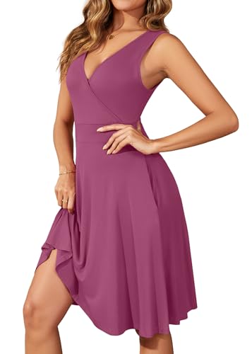 Image of WEACZZY Women's Summer Sleeveless Casual Dresses V-Neck Wrap Floral Holiday Tank Dress Flowy Beach Sundress with Pockets