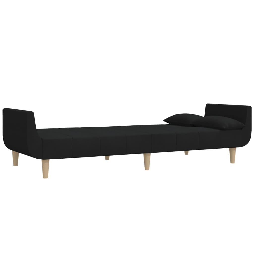 Divano Letto a 2 Posti con 2 Cuscini Nero in Tessuto,Divano da Soggiorno,Divano di Design Moderno,Divano Letto 2 Posti Economico-375871