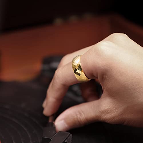 Image of King Will Tungsten Carbide Wedding Band for Men Women-4 /6 /8mm Width 14K Gold Plated Tungsten Wedding Ring Matte Brushed & High Polished Style Comfort Fit Wedding Band Size 6-14