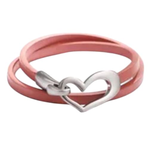 meberg NHQN694249 Wickelarmband Herz vers. Farben PU Leder Armband Damenarmband Lederarmband modern (Rosé)