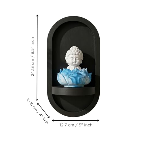 Image of eCraftIndia White Lord Buddha Idol in Blue Lotus Base | Baby Buddha Statue for Car Dashboard Office Home Decor | Gift for Diwali Housewarming Birthday