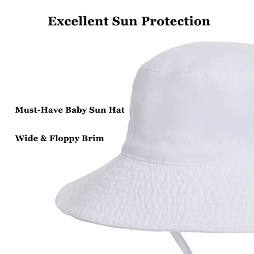 Baby Sun Hat Toddler Summer Upf 50+ Sun Protective Bucket Hat Wide Brim Beach Hats For Baby Boys Girls 0-6 Years (As1, Age, 0_Month, 6_Months, White) #TOP4