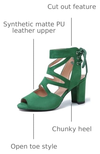 Image of fereshte Women's Lace-Up Gladiator Sandals, Block Heel Open Toe Strappy Shoes