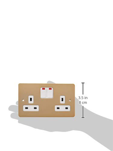 MK Edge K14647SAGW 13A Double Switched Socket with Neon/Double Pole/Dual Earth - Satin Gold - Image 3