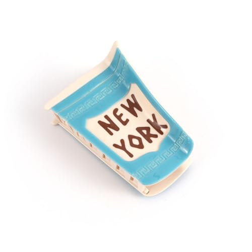 Blue Personalized American New York Coffee Cup Hair Claw Clip,Funny Acetate Hair Claw for Women Gift