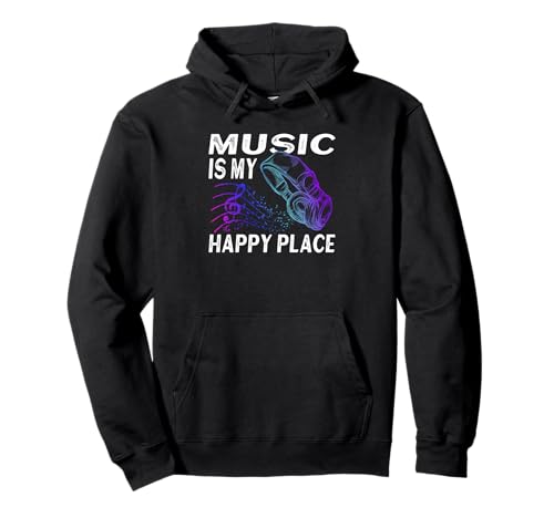 Music Lover Headphones Music is my Happy Place Pullover Hoodie
